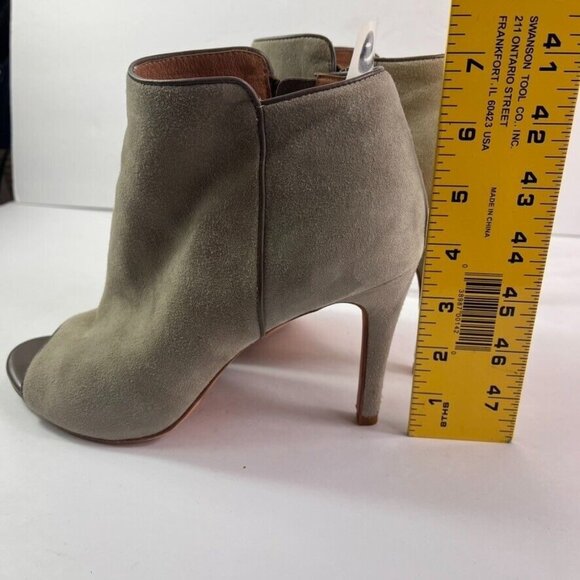 JOIE Booties Womens 39 US 8 Gray Suede Open Peep Toe Ankle Stiletto Side Zip - Picture 13 of 14
